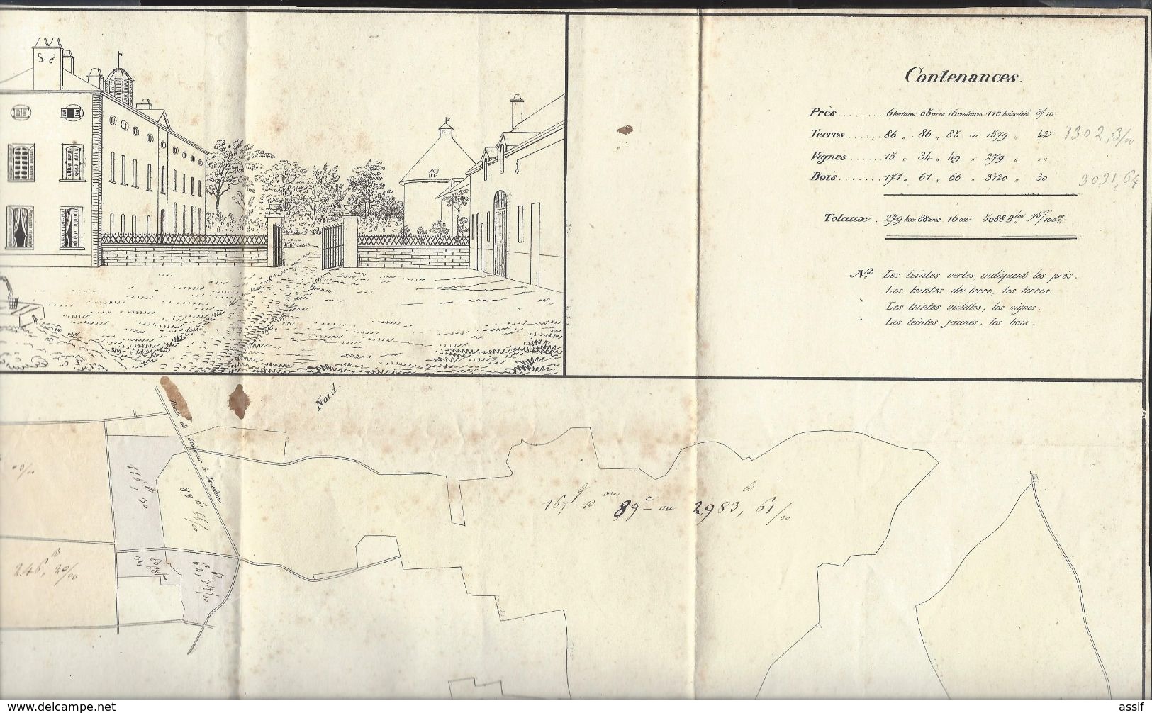 EPIEDS ( Maine Et Loire ) Château De Bizay  - Partage 1864 - Plan   Dessin à La Plume - Non Classificati