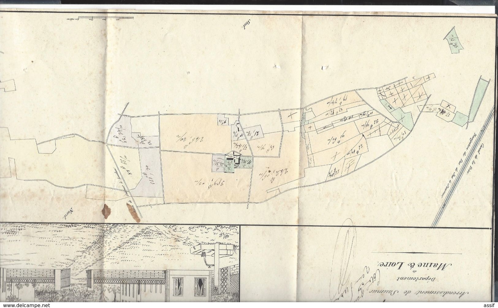 EPIEDS ( Maine Et Loire ) Château De Bizay  - Partage 1864 - Plan   Dessin à La Plume - Unclassified