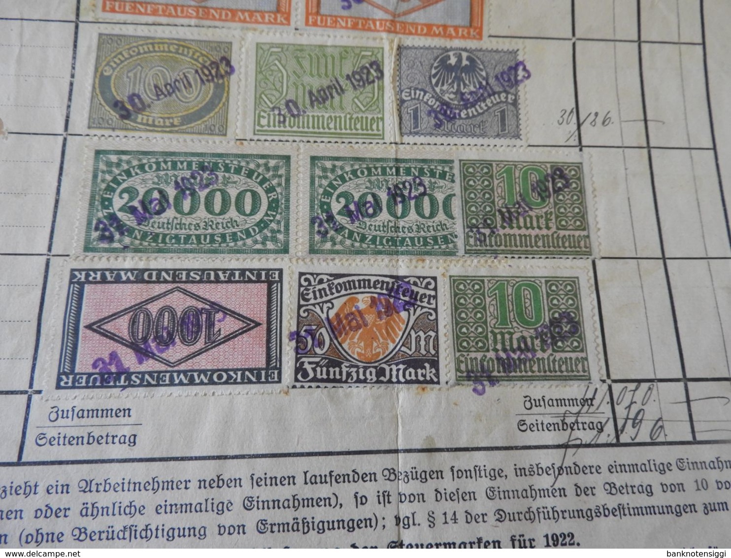 Steuermarken  Rheinische Creditbank Mannheim 1923 - Autres & Non Classés