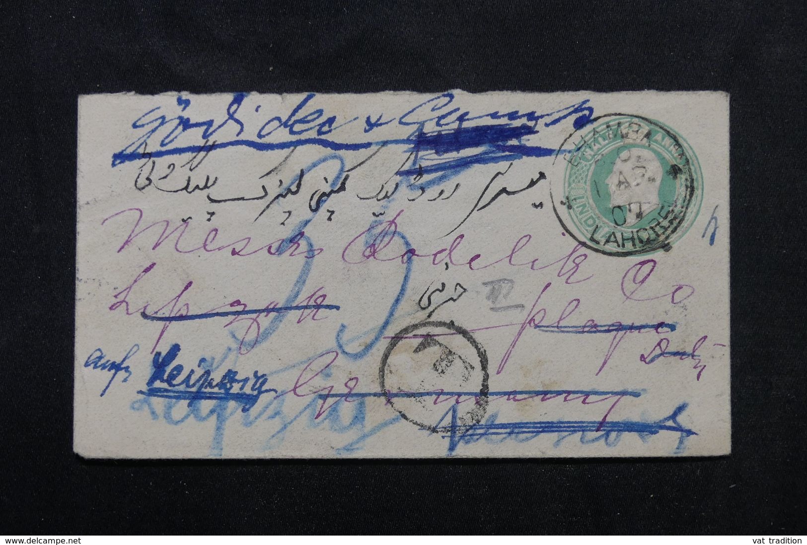 INDE - Entier Postal De Lahore Pour L 'Allemagne En 1907 , Voir Cachets Au Verso - L 63796 - 1902-11 Roi Edouard VII