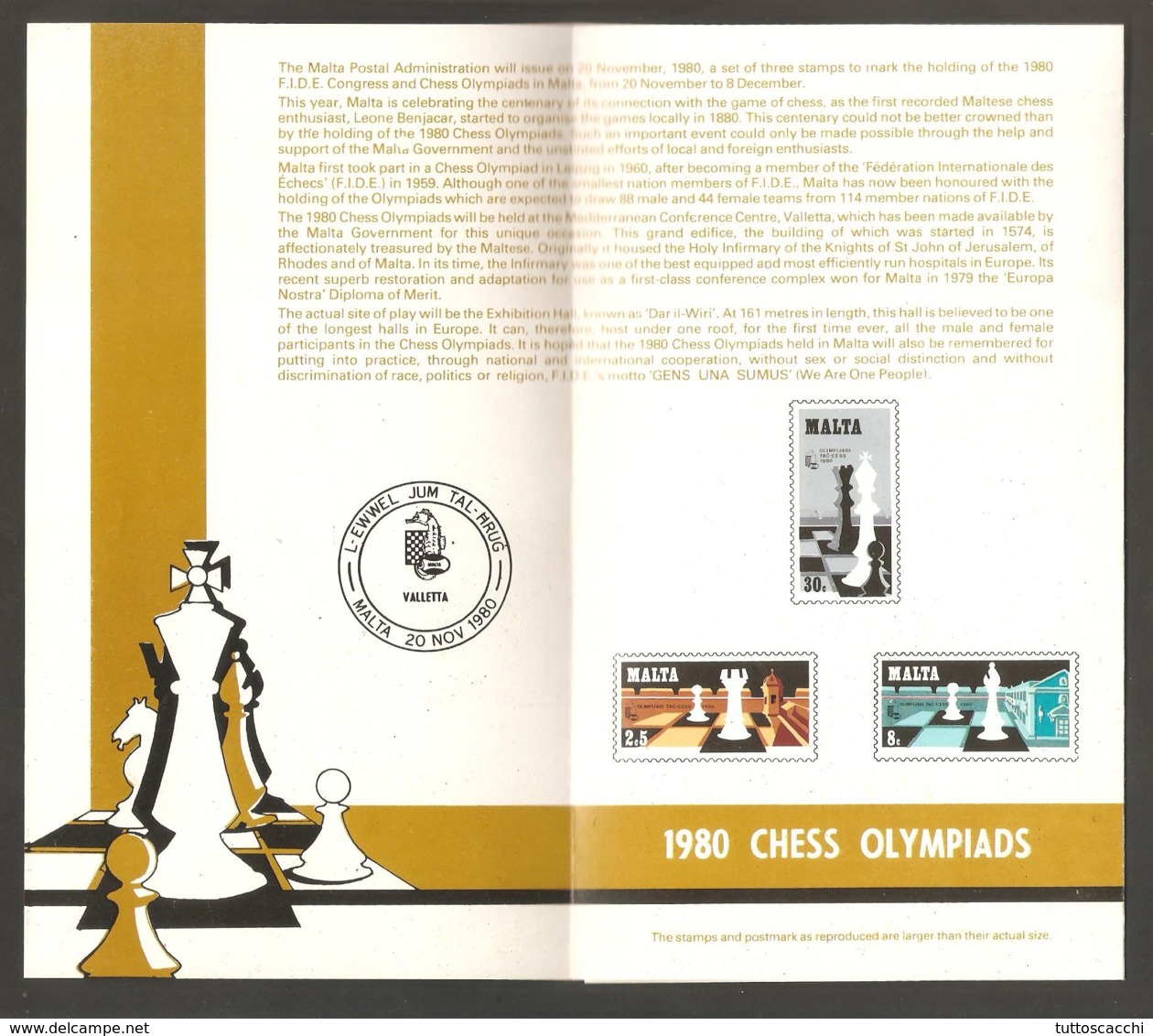 Malta 1980 - Chess Information Brochure For The Chess Stamp Series - Ajedrez