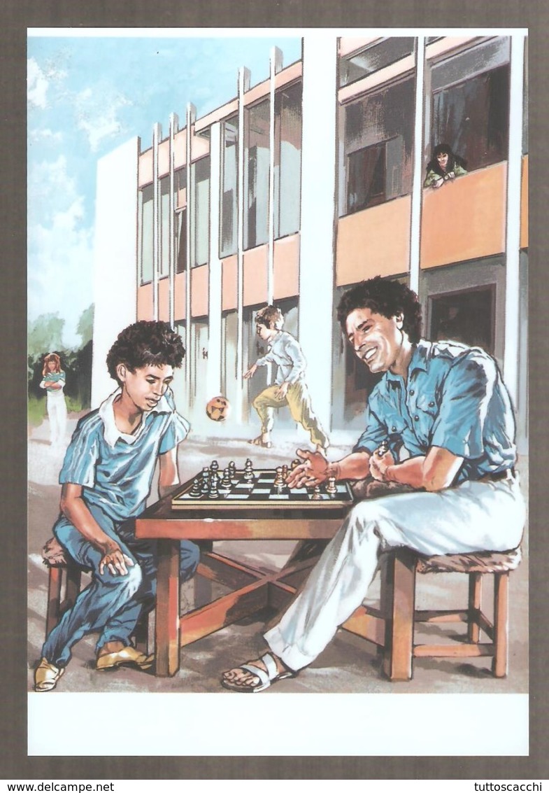 Libya 1988 - PHOTO - Muammar Gaddafi Plays Chess With His Son - Ajedrez