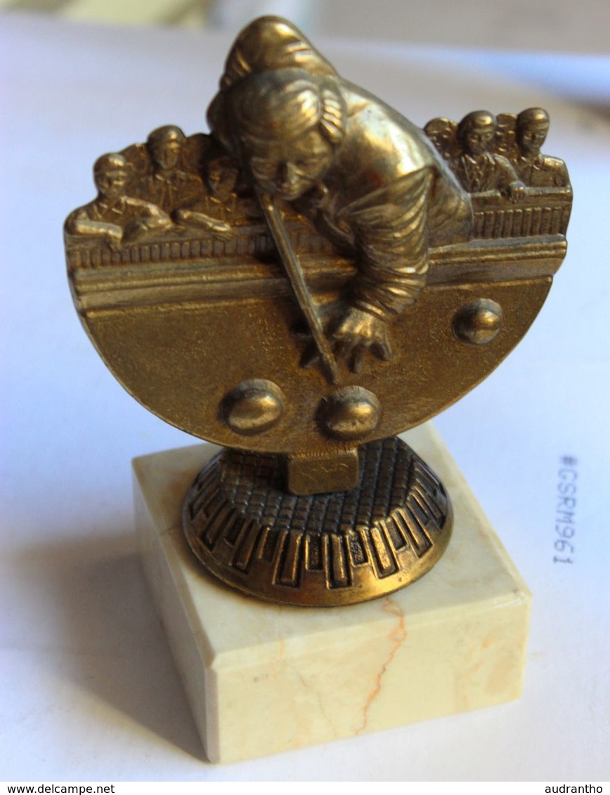 Beau Trophée Ancien De Sport Billard Socle En Marbre - Billares