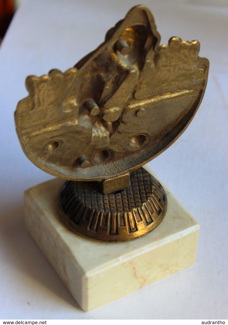 Beau Trophée Ancien De Sport Billard Socle En Marbre - Billares