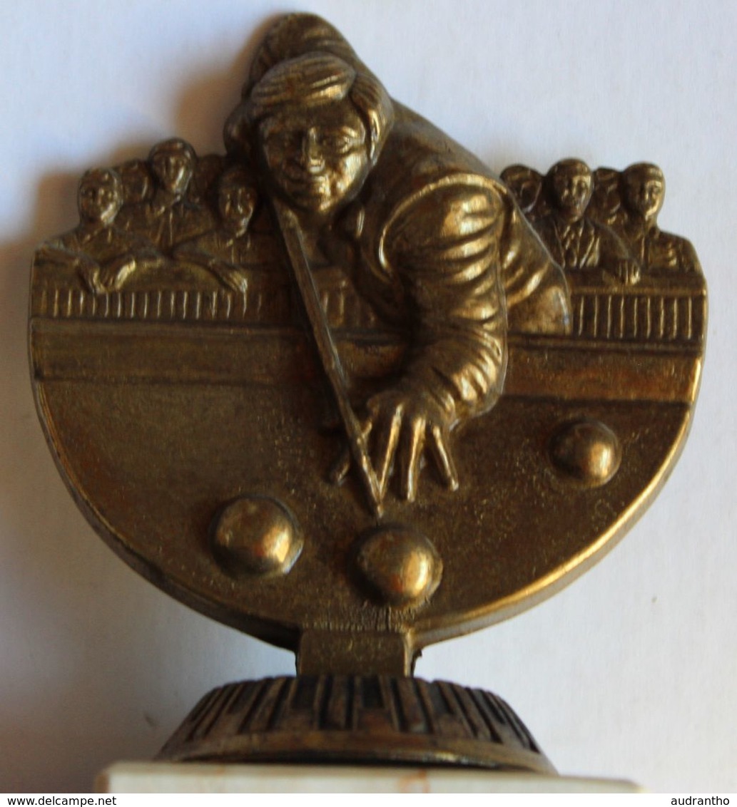 Beau Trophée Ancien De Sport Billard Socle En Marbre - Biljart