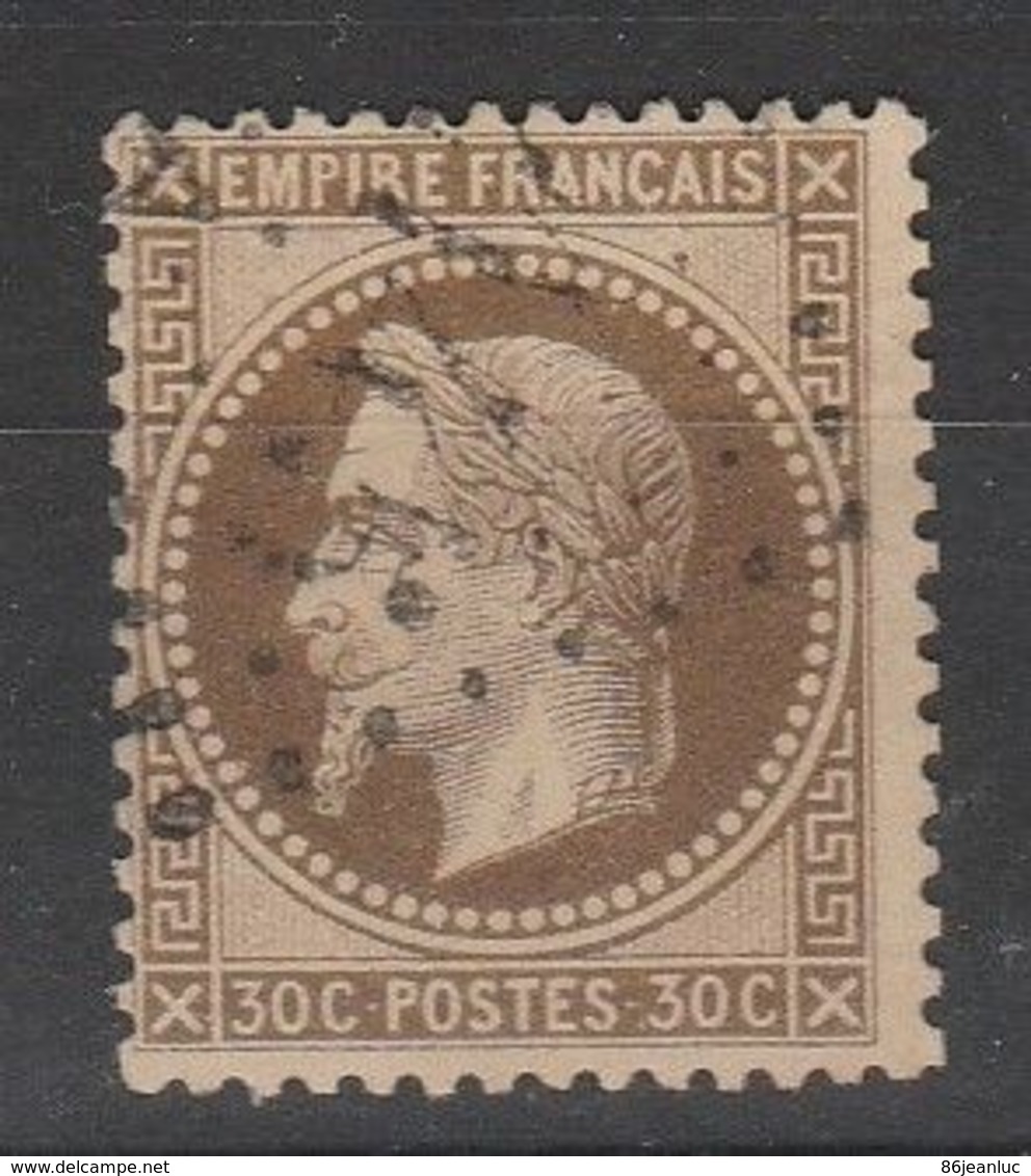 France  : N° 30 - Oblitéré - 30 C Brun - TB - - 1863-1870 Napoléon III Lauré