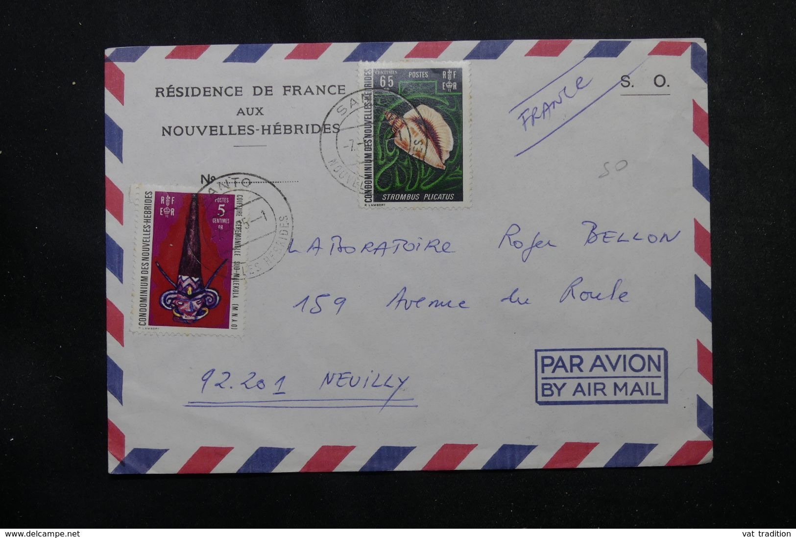 NOUVELLE HEBRIDES - Enveloppe De La Résidence De France De Santo Pour Neuilly  1975, Affranchissement Plaisant - L 63831 - Cartas & Documentos