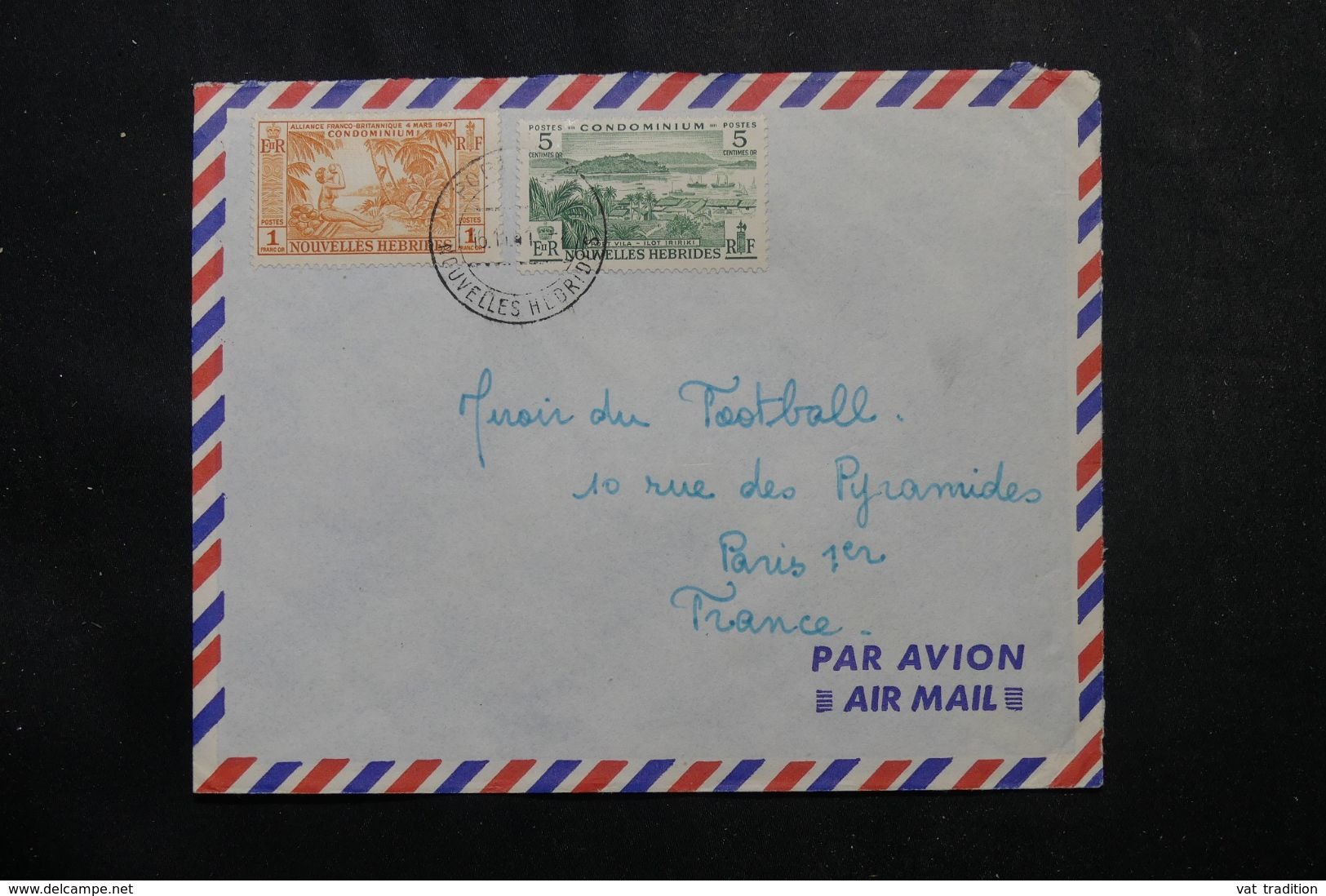 NOUVELLE HÉBRIDES - Enveloppe De Port Vila Pour Paris En 1951  , Affranchissement Plaisant - L 63833 - Lettres & Documents