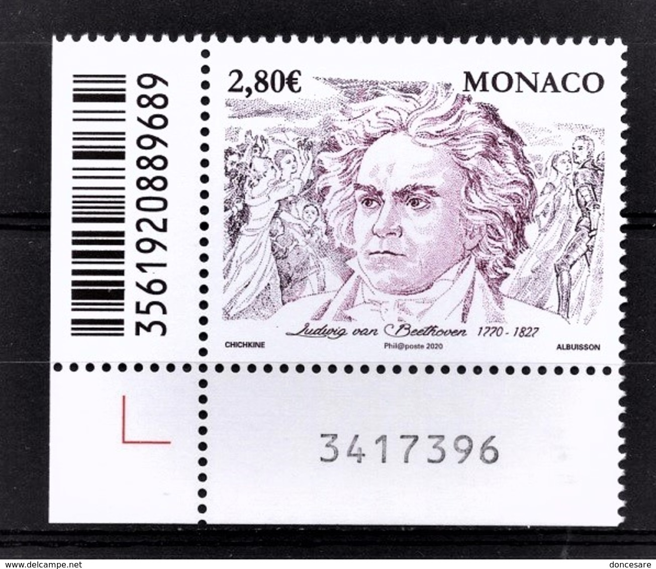 MONACO 2020 -Y.T. N° 3236 /  250e ANNIVERSAIRE DE LA NAISSANCE DE LUDWIG VAN BEETHOVEN  - NEUF ** - Unused Stamps