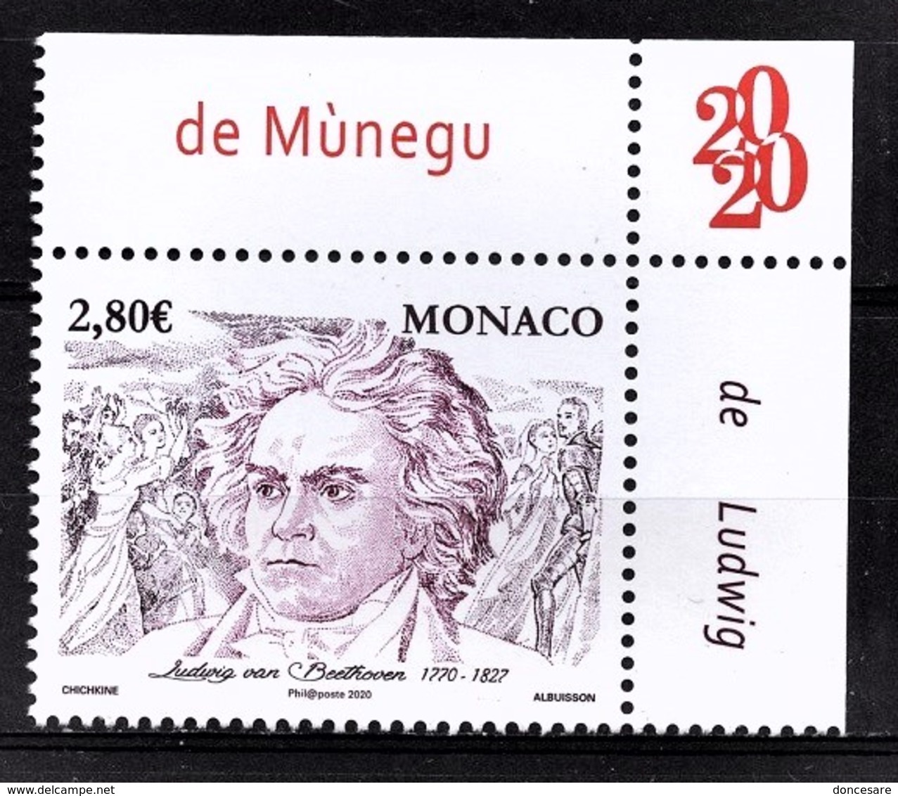 MONACO 2020 - Y.T. N° 3236 /250e ANNIVERSAIRE DE LA NAISSANCE DE LUDWIG VAN BEETHOVEN  - NEUF ** - Unused Stamps