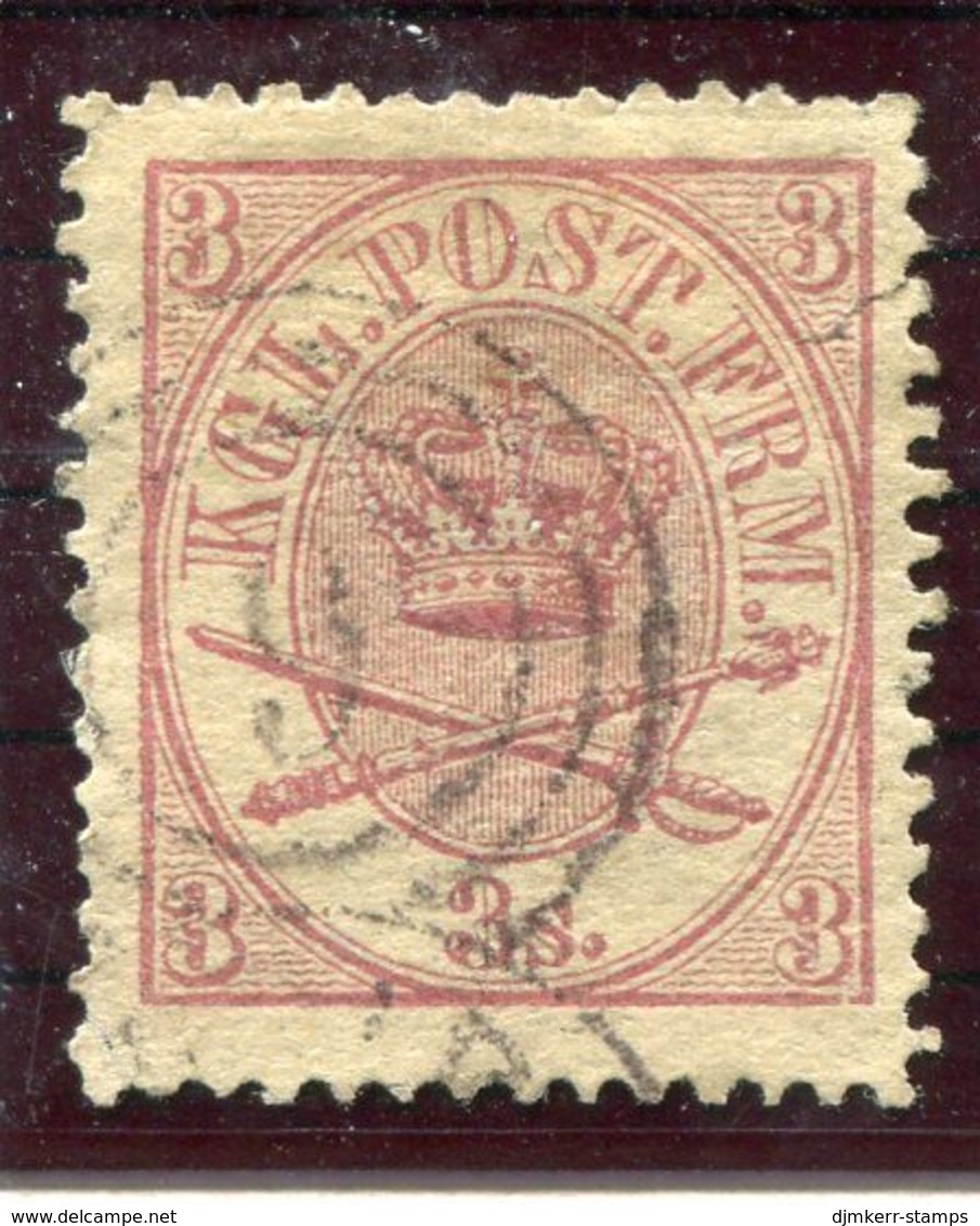 DENMARK 1865  Royal Insignia 3 Sk.  Used. Michel 12A - Oblitérés