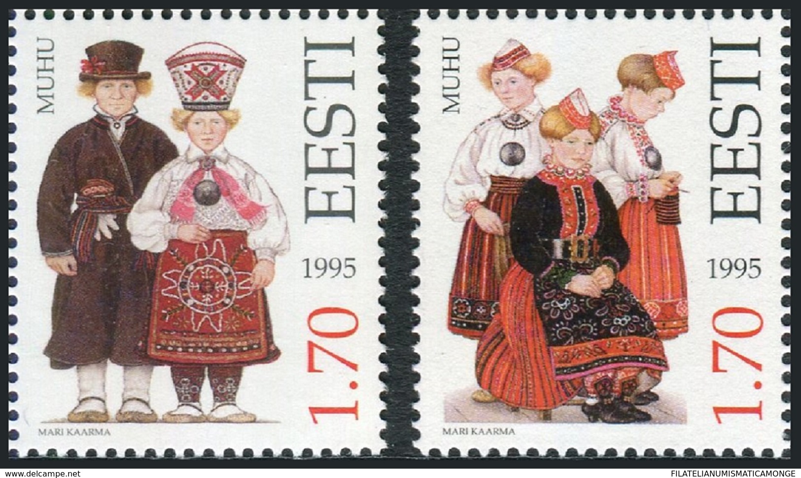 Estonia 1995  Correo Yvert Nº  260/261 ** Trajes Populares (2 Val.) - Estonia