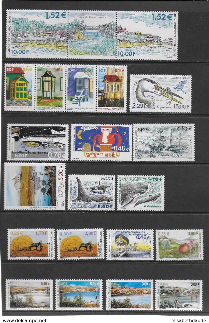 SPM -  2001 - ANNEE COMPLETE AVEC POSTE AERIENNE ** MNH - COTE YVERT = 63 EUR. - Annate Complete