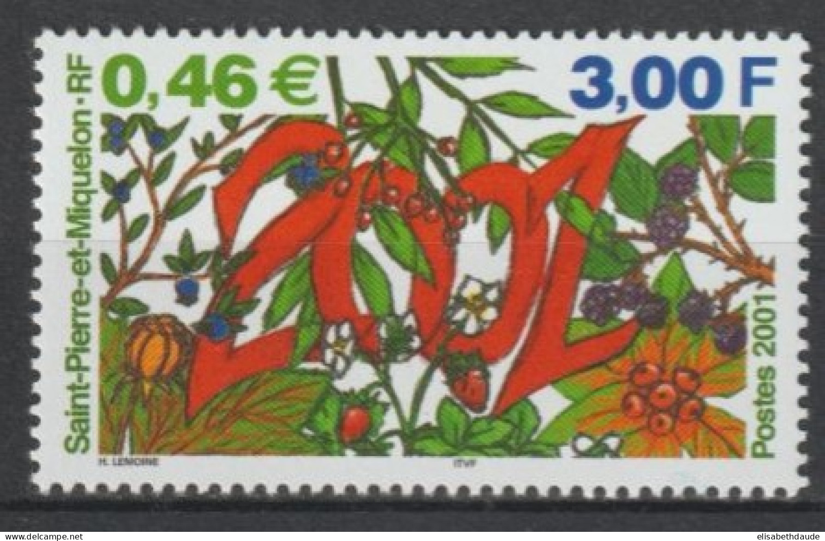 SPM -  2001 - ANNEE COMPLETE AVEC POSTE AERIENNE ** MNH - COTE YVERT = 63 EUR. - Volledig Jaar