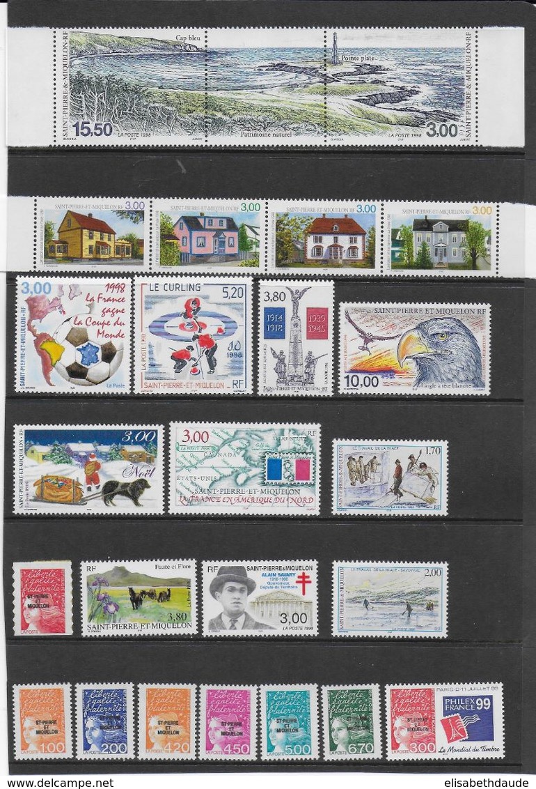 SPM -  1998 - ANNEE COMPLETE AVEC POSTE AERIENNE - COTE YVERT = 49.5 EUR. - Années Complètes