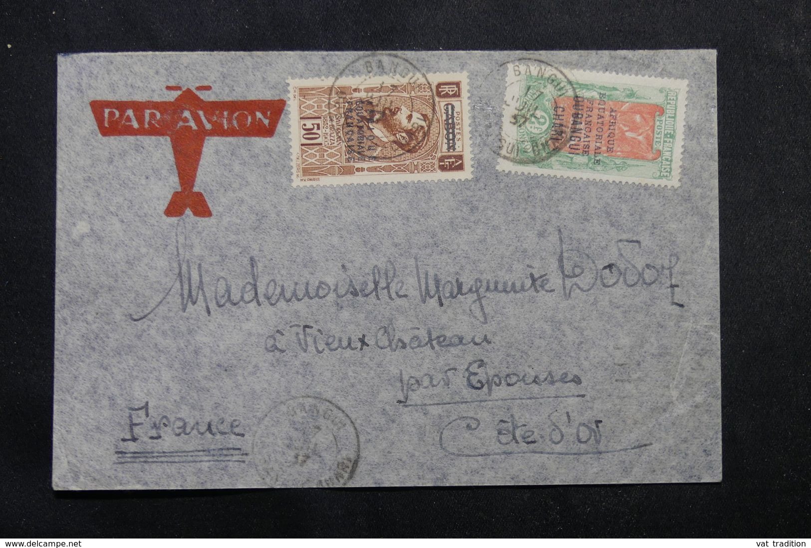 OUBANGUI CHARI - Enveloppe De Bangui Pour La France En 1937 Par Avion, Affranchissement Plaisant - L 63885 - Lettres & Documents