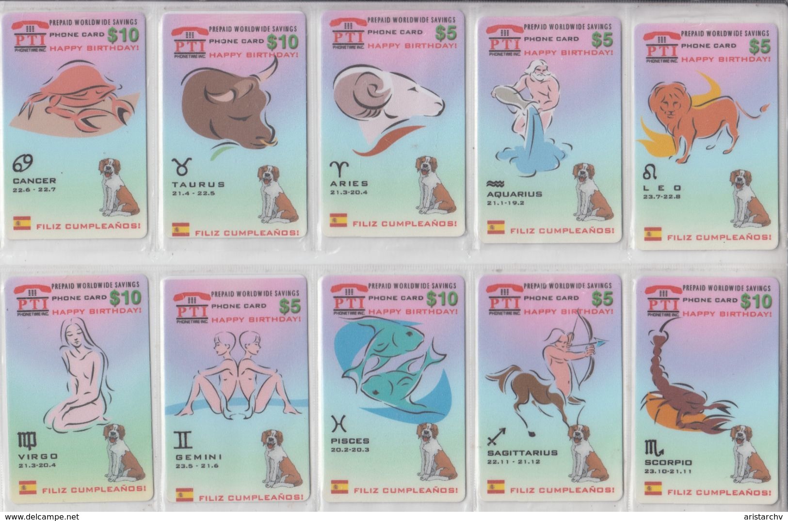 USA ZODIAC HOROSCOPE 12 MINT PHONE CARDS - Zodiac