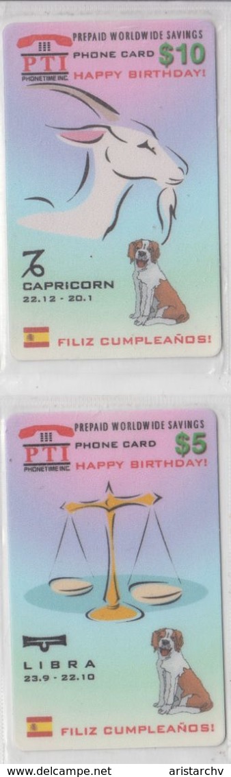 USA ZODIAC HOROSCOPE 12 MINT PHONE CARDS - Dierenriem