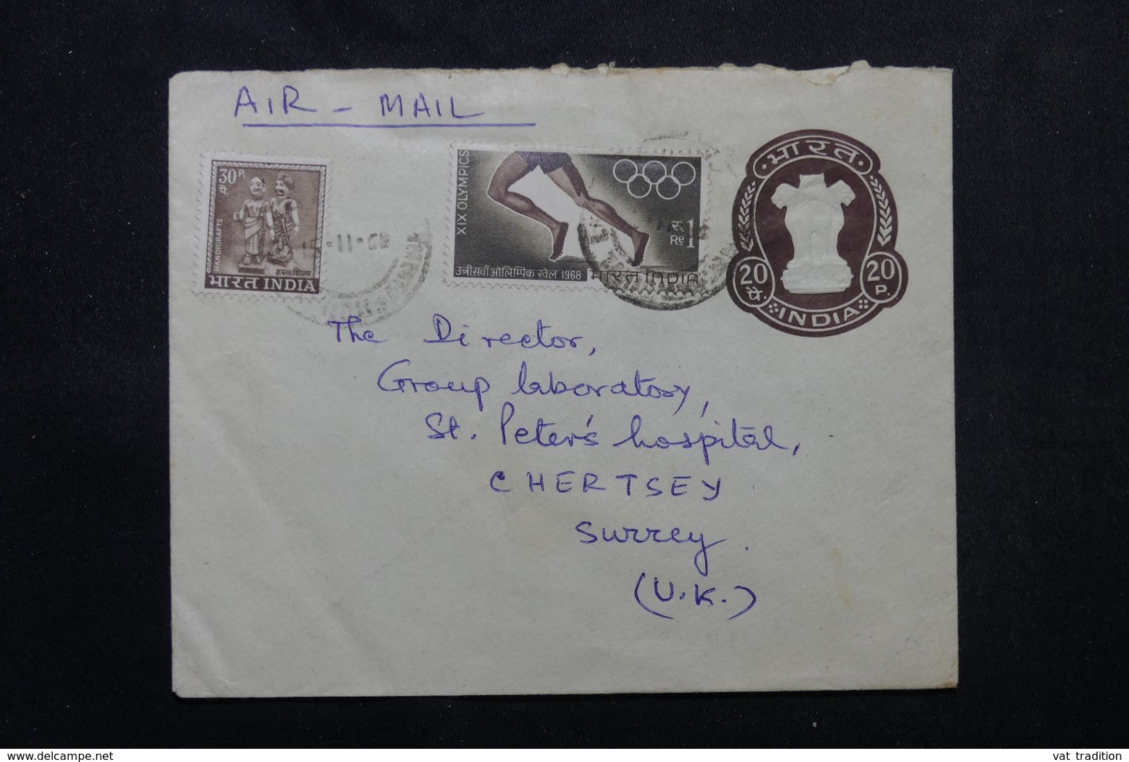 INDE - Entier Postal + Compléments ( Dont JO ) Pour Le Royaume Uni En 1968 - L 63897 - Buste