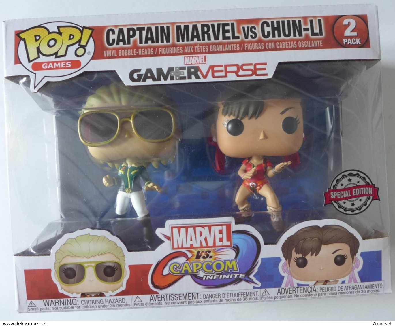 2 Figurines Pop! Game Marvel Vs Capcom -  Captain Marvel Vs Chun-Li / Special Edition TBE - Marvel Heroes