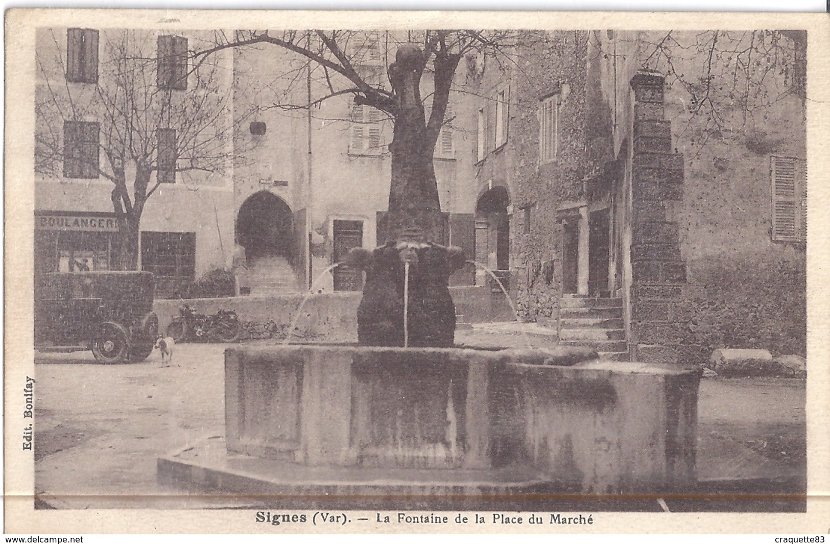 SIGNES  LA FONTAINE DE LA PLACE DU MARCHE - CARTE ANIMEE  1938 - Signes