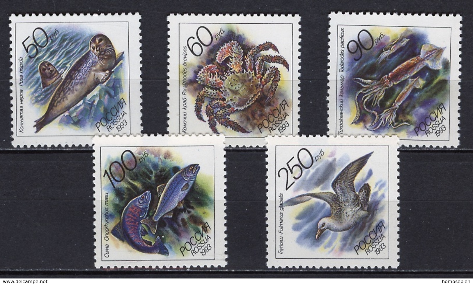 Russie - Russia - Russland 1993 Y&T N°6008 à 6012 - Michel N°323 à 327 *** - Faune Du Pacifique - Unused Stamps