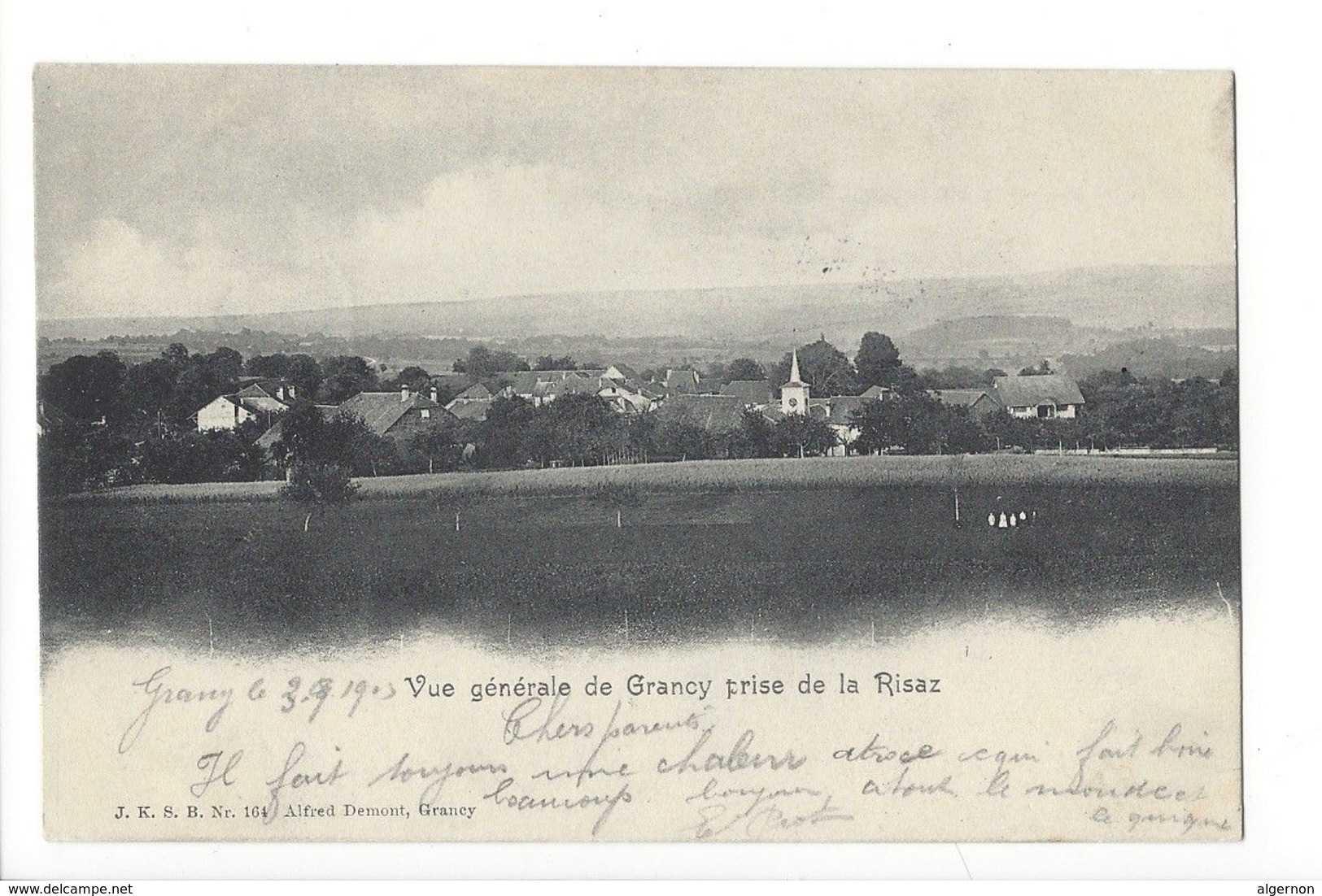 25531 - Vue Générale De Grancy Prise De La Risaz + Cachet  Et Timbre Droit Bataillon N°10 - Grancy