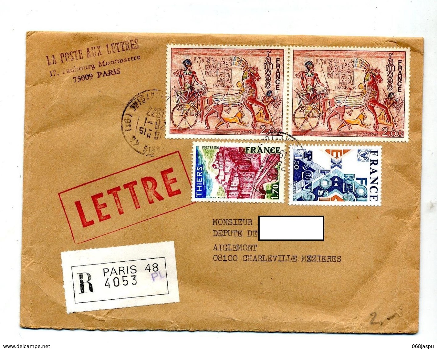 Lettre Recommandée Paris 48 Sur Ramses Thiers Expo - Manual Postmarks