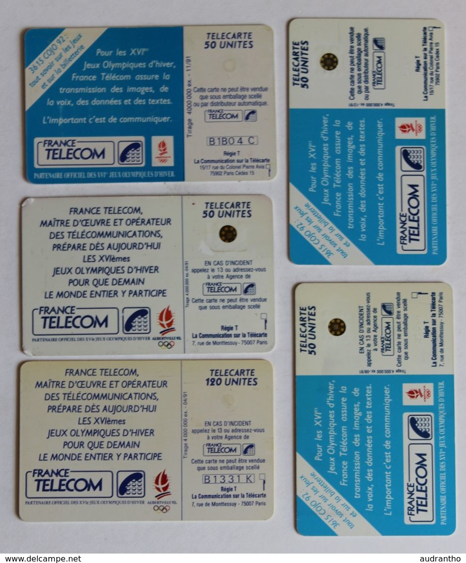 Lot De 5 Télécartes 16 èmes Jeux Olympiques D'hiver SKI JO Albertville 1992 France Telecom - Giochi Olimpici