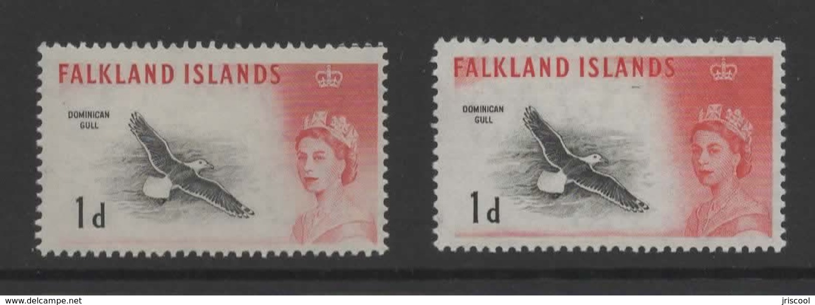 Falkland Islands QE11 1960 Birds 1d Both Printings. Mint SG 194 & SG 194a. - Falkland Islands