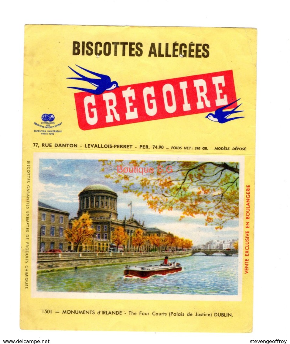 Buvard Biscottes Gregoire Levallois Perret Numero N 1501 Monuments Irlande The Four Courts Palais De Justice Dublin - Zwieback