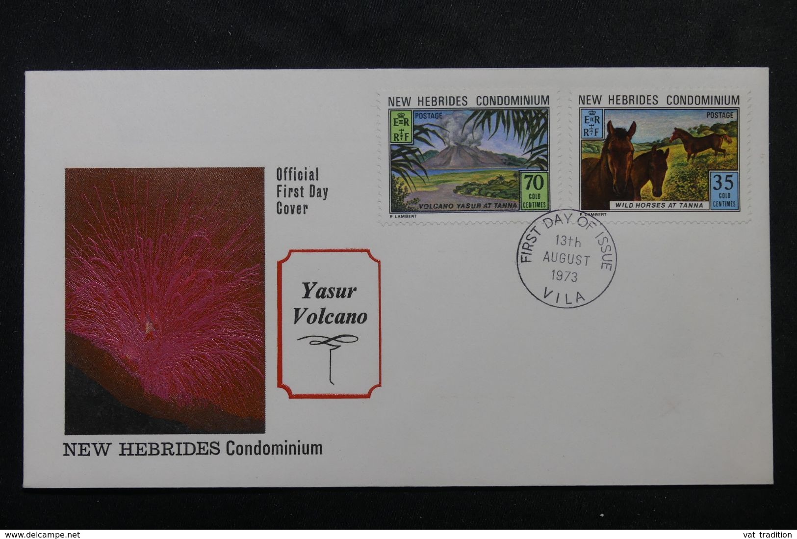 NOUVELLES HÉBRIDES - Enveloppe FDC En 1973 - Tourisme ( Chevaux Et Volcan ) - L 63922 - FDC