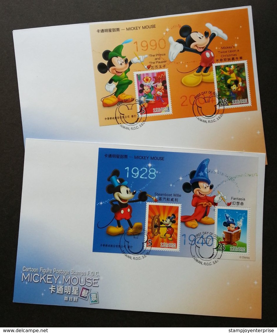 Taiwan Cartoon Figure Mickey Mouse 2005 Walt Disney Animation Magic Book (FDC Pair) - Brieven En Documenten