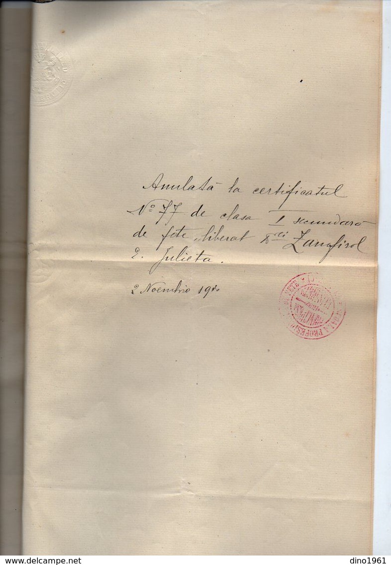 VP17.189 - ROUMANIE / ROMANIA - BUCAREST ( BUCURESTI ) 1910 / 13 - 4 Certificat De Examen - Melle Julieta ZAMFIROL - Diplômes & Bulletins Scolaires