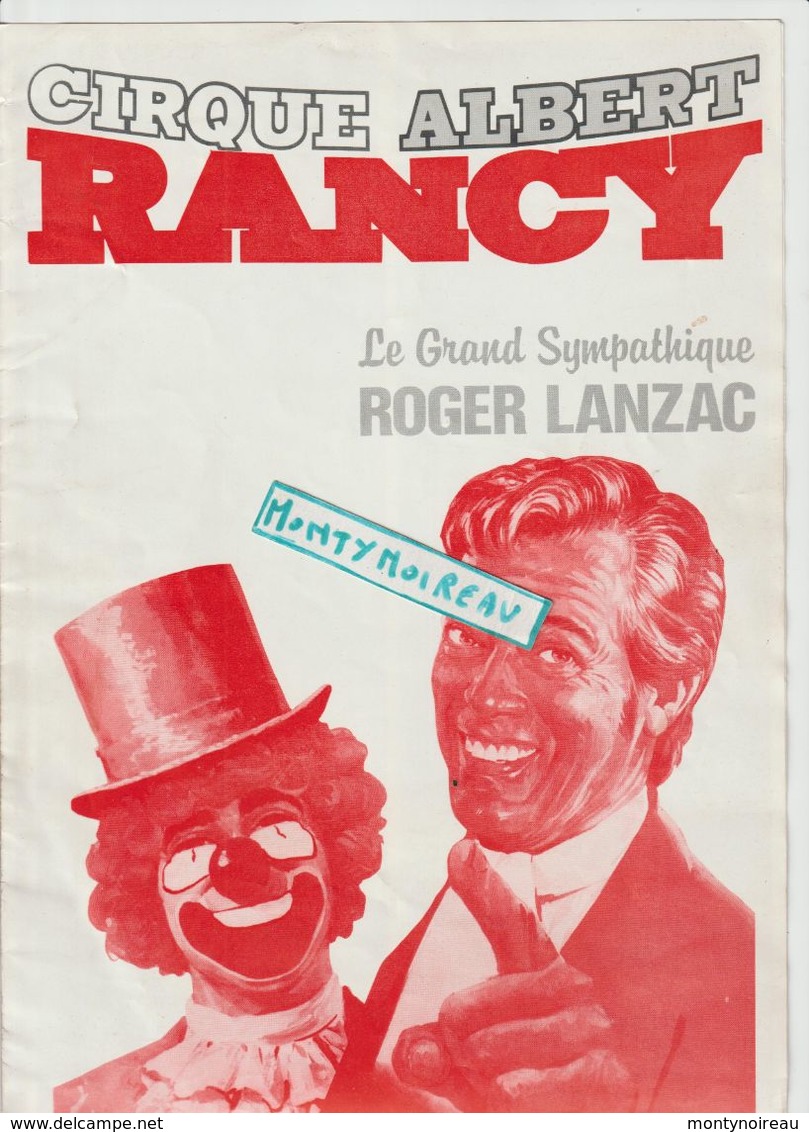 V . P : Cirque Albert Rancy , Rogrer Lanzac , Dédicacée - Ohne Zuordnung