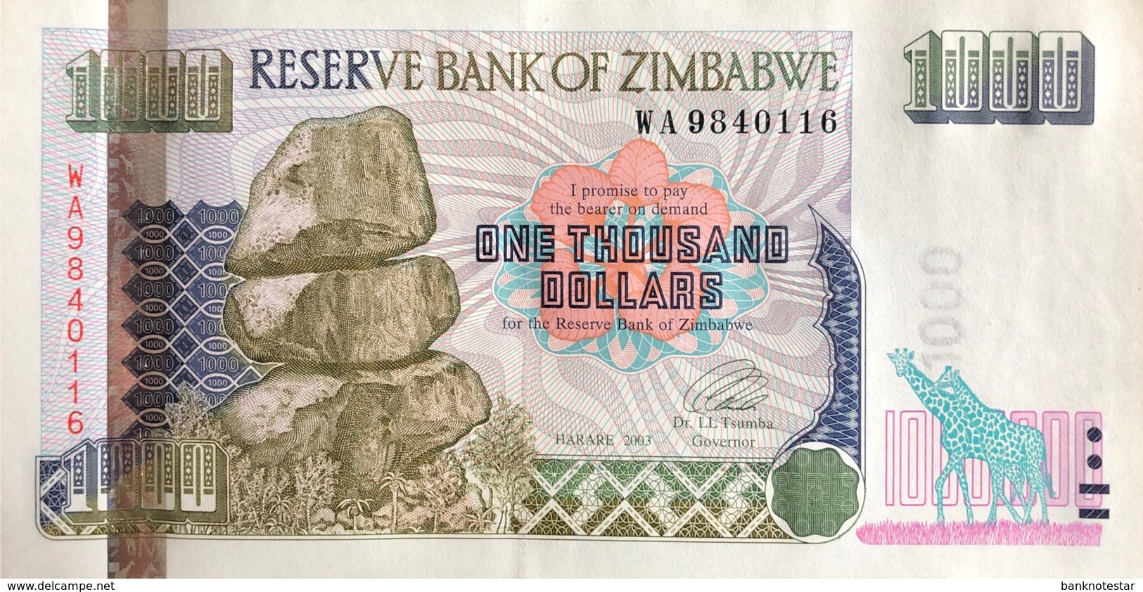 Zimbabwe 1.000 Dollars, P-12 (2003) - UNC - Simbabwe