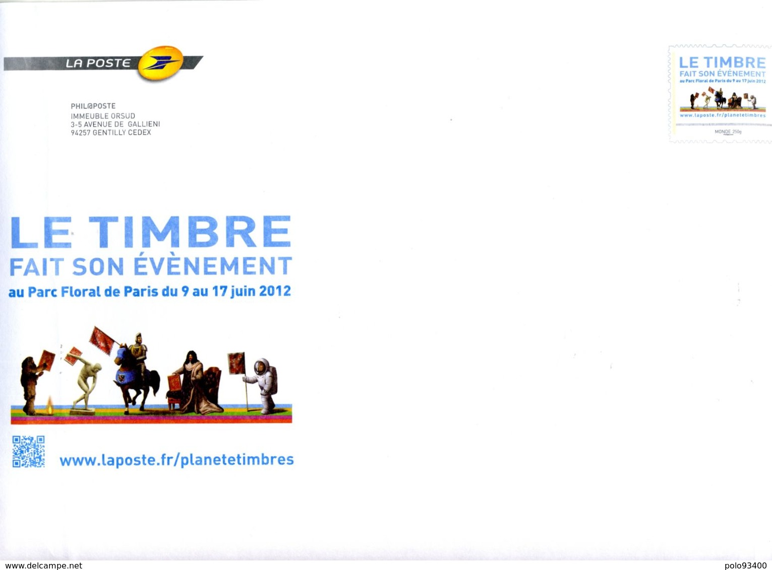 2012 ENVELOPPE DE SERVICE NEUVE MONDE 250 GRAMMES LOT 11E562 - PAP : Su Commissione Privata TSC E Sovrastampe Semi-ufficiali