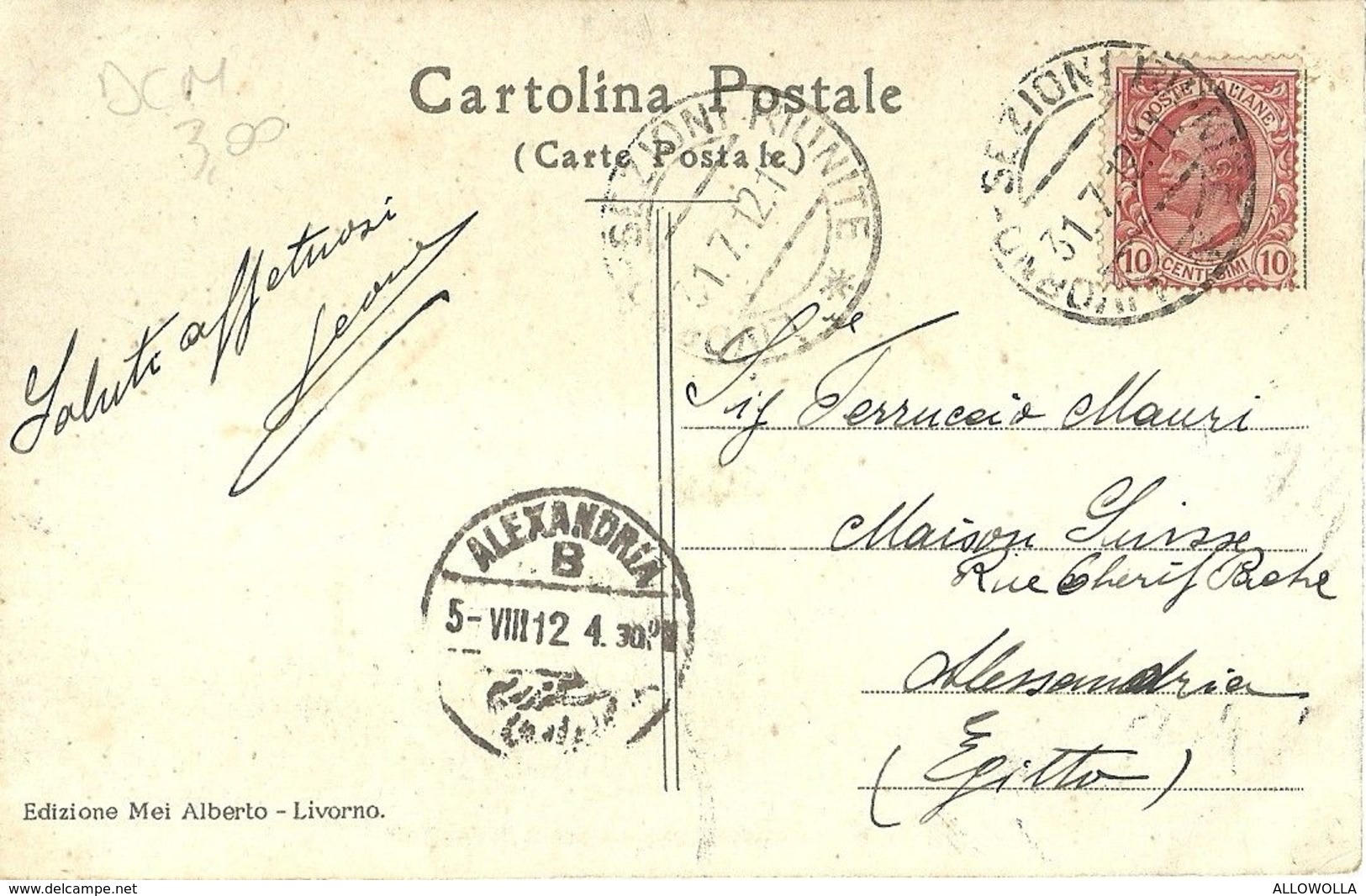 8428" LIVORNO-FORTEZZA VECCHIA PRESA DAL MARE "-CARTOLINA POSTALE ORIGINALE SPEDITA 1912 - Livorno