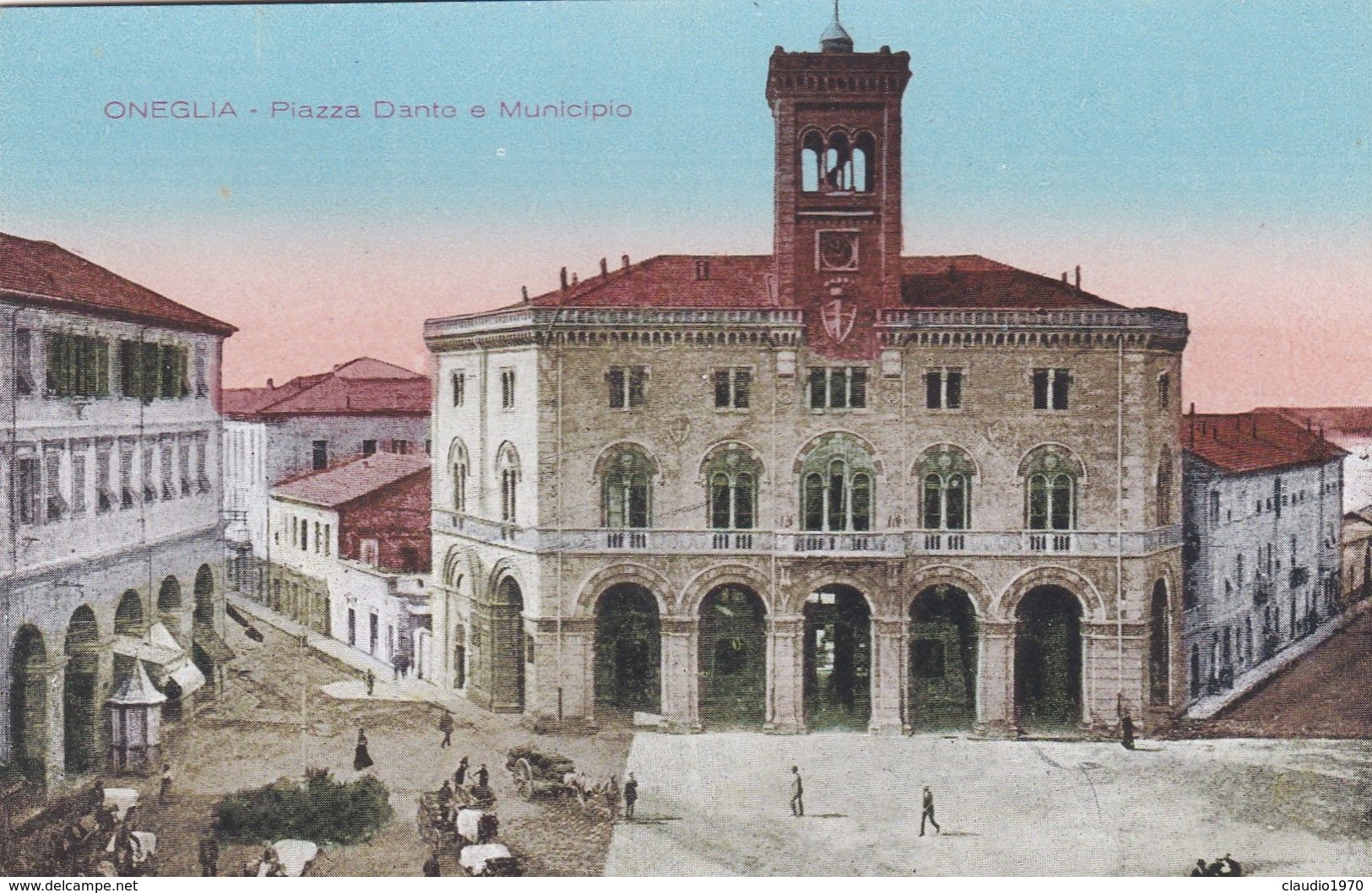 ONEGLIA  (IMPERIA) - CARTOLINA - PIAZZA DANTE E MUNICIPIO - Imperia