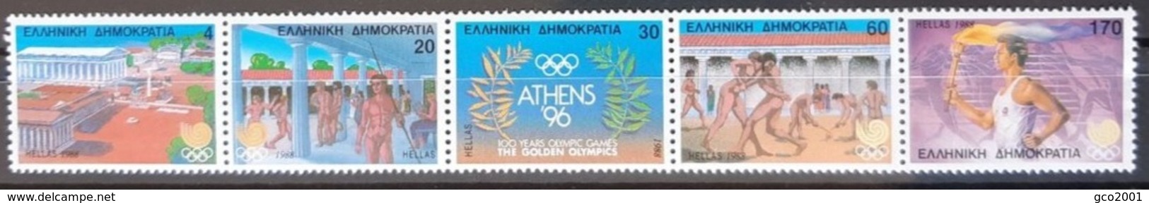 GRECE / YT 1669 - 1673 / SPORT - JEUX OLYMPIQUES - FLAMME - OLYMPIE / NEUFS ** / MNH - Unused Stamps