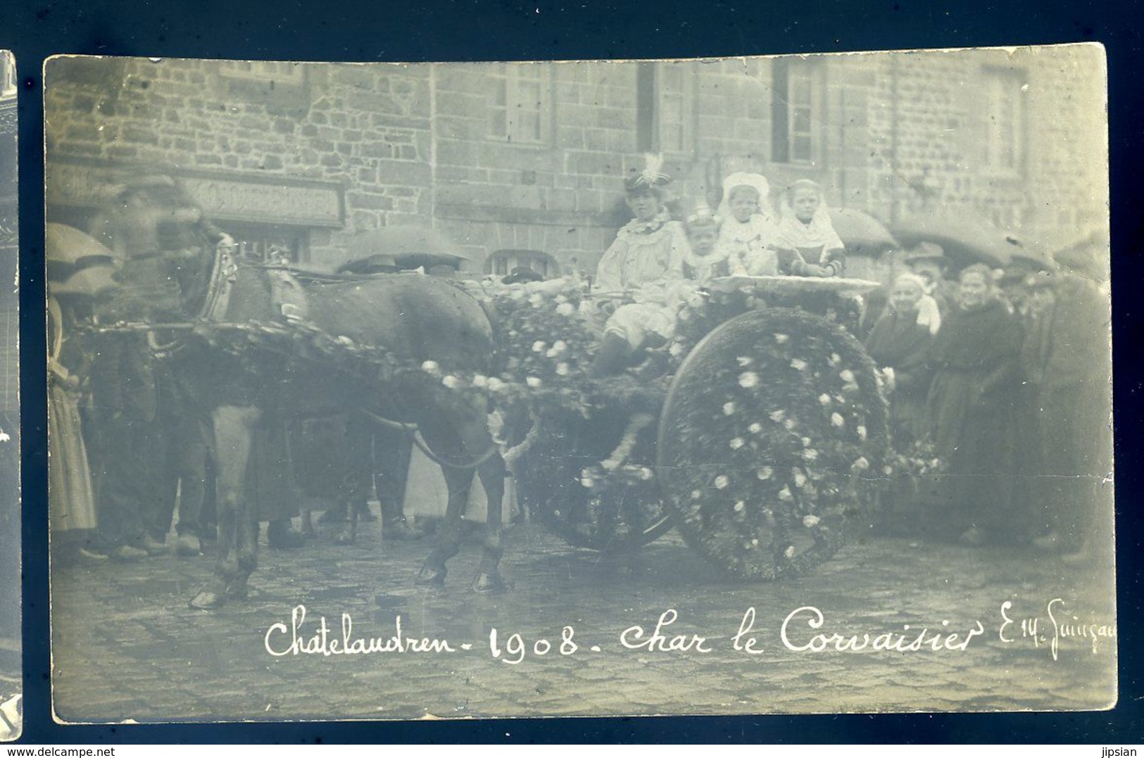 Cpa Carte Photo Du 22 Chatelaudren Char Le Corvaisier En 1908  AVR20-171 - Châtelaudren