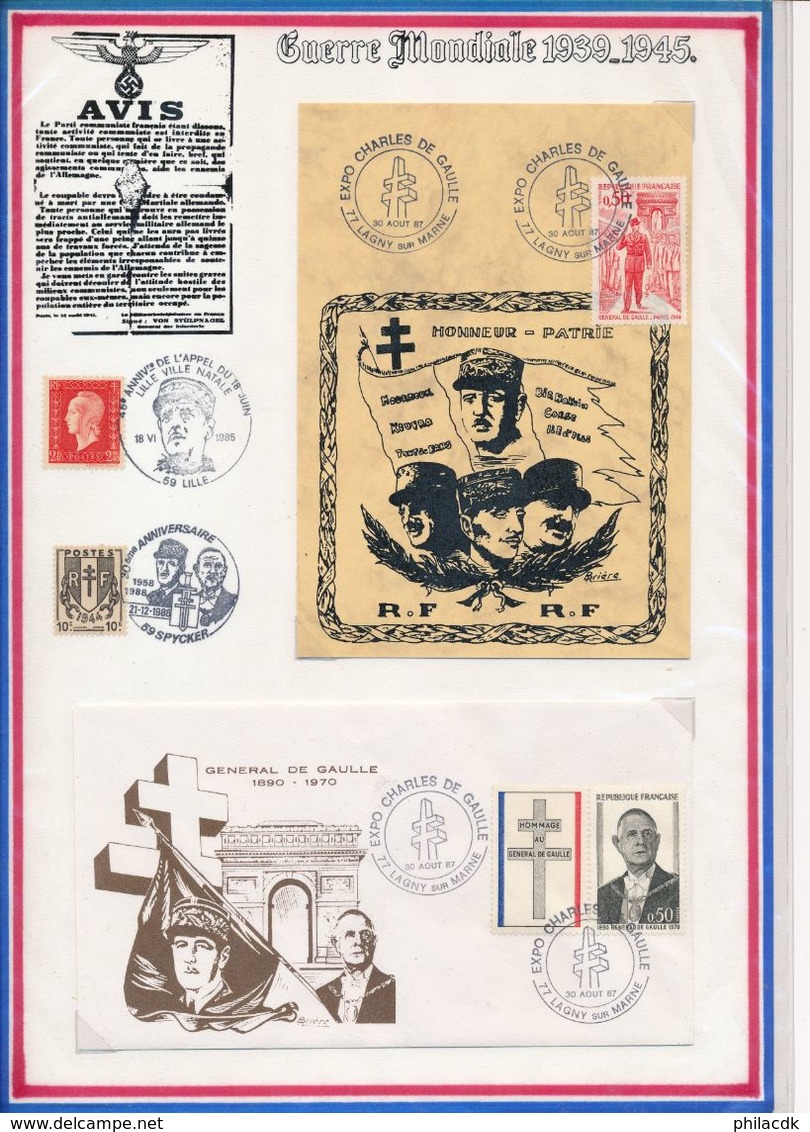 FRANCE - CARTE + ENVELOPPE EXPO CHARLES DE GAULLE LAGNY SUR MARNE 30 AOUT 1987 OBLITEREES - De Gaulle (General)