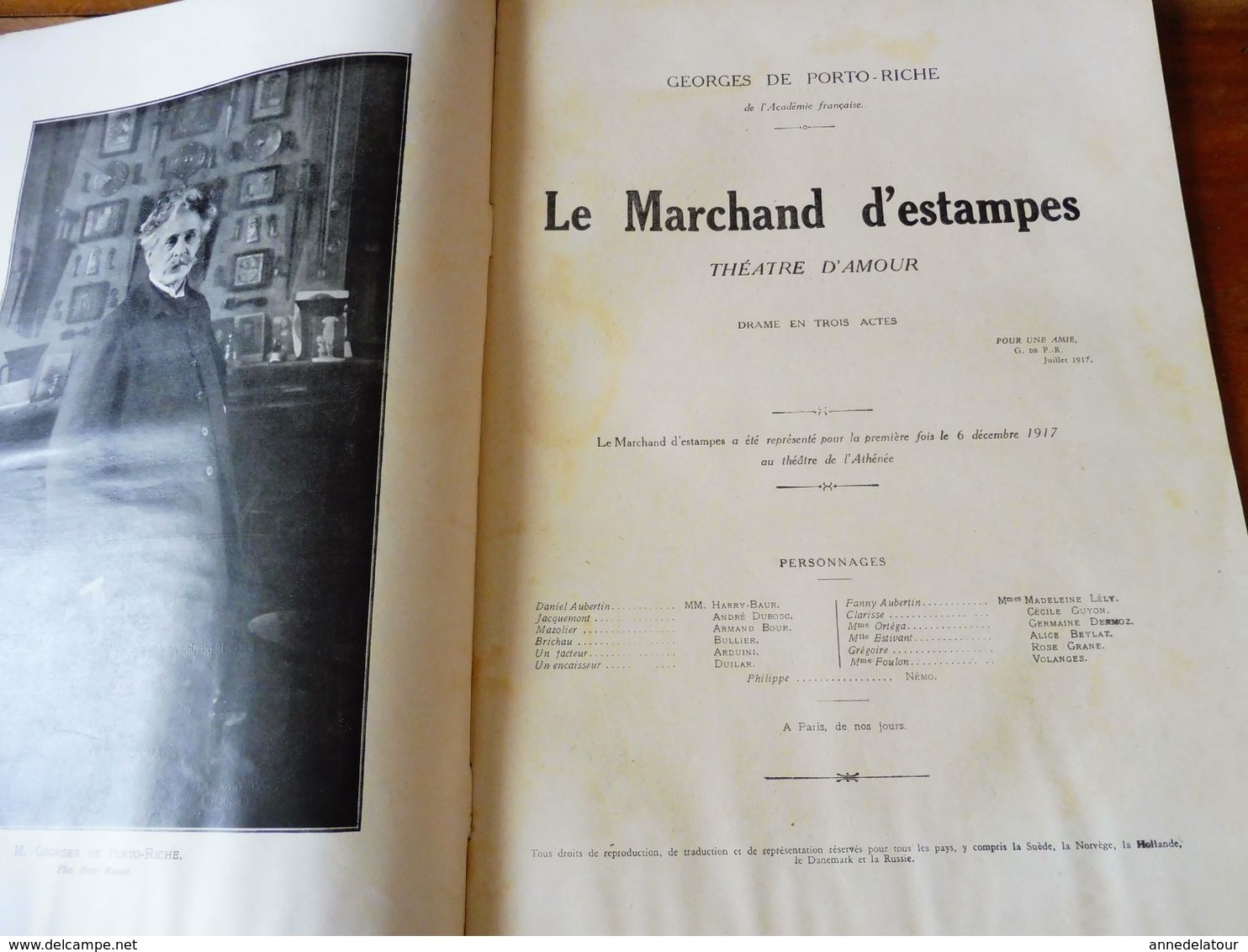 LE MARCHAND D'ESTAMPES, De Georges De Porto-Riche   (origine : LA PETITE ILLUSTRATION  ,1930); Au Dos---> Pub AROPHONE - French Authors