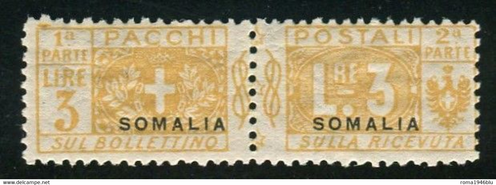 SOMALIA 1923 PACCHI POSTALI LIRE  3 SASSONE N. 19 ** MNH C. DIENA - Somalia