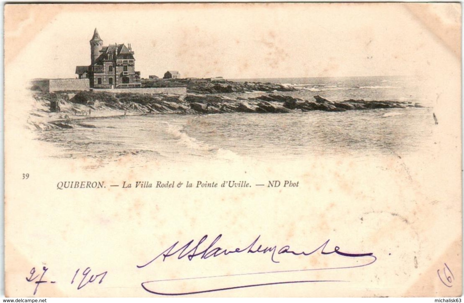 6EO 1O20 CPA - QUIBERON - LA VILLA RODEL ET LA POINTE D' UVILLE - Quiberon