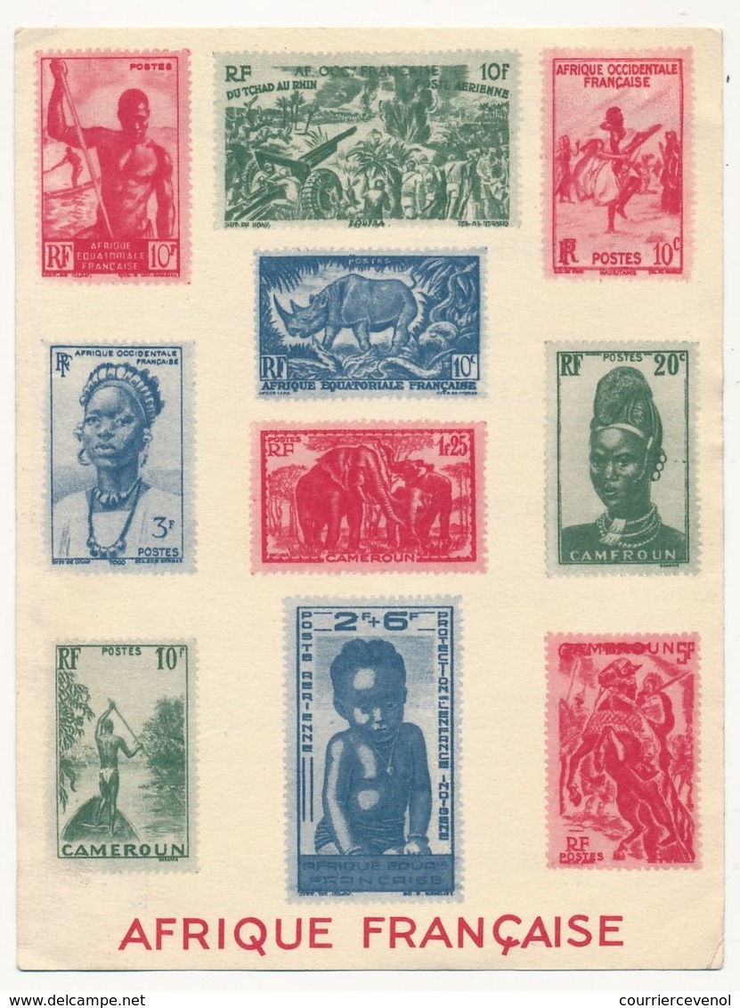 FRANCE - Préo 4F Anjou Sur Carte Postale Pub Médicale, Illustrée Par Des Timbres D'Afrique Française - 1953-1960