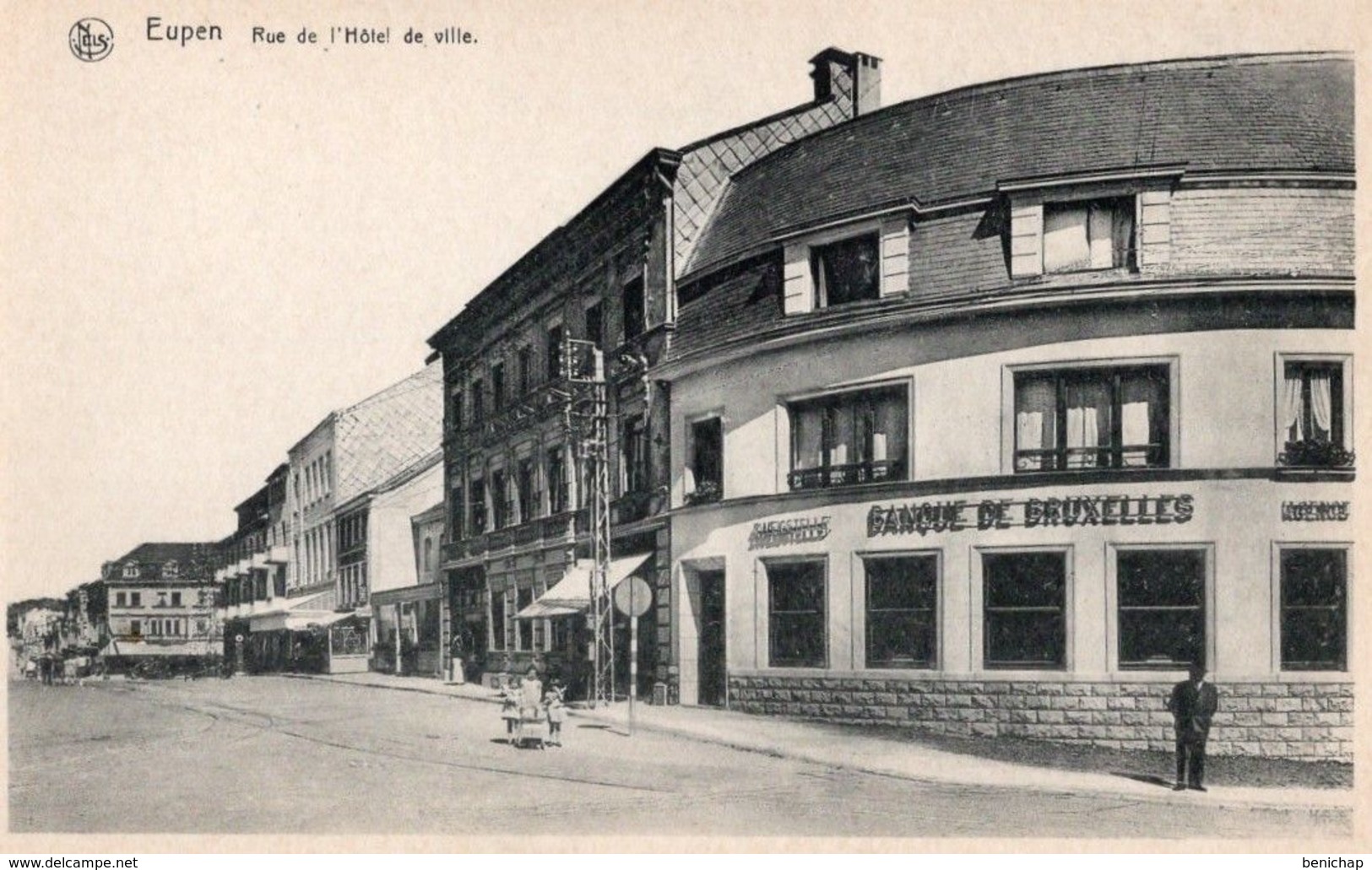 CPA NELS - EUPEN - RUE DE L'HÔTEL DE VILLE - BANQUE DE BRUXELLES - EDIT. L. FRANSSEN, MEMBACH - Eupen