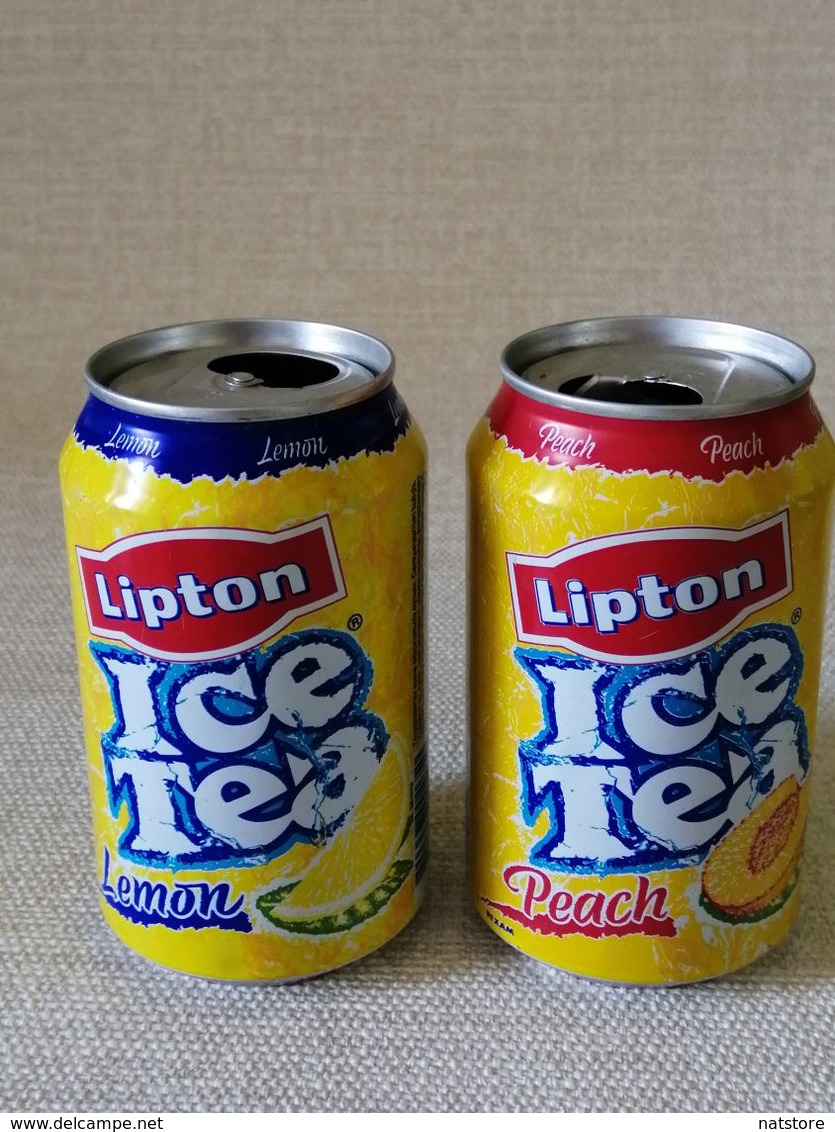 TURKEY.. LOT OF  OLD  CANS ... DRINK LIPTON    "ICE TEA"   PEACH AND LEMON ..330ml. 2004 - Cannettes