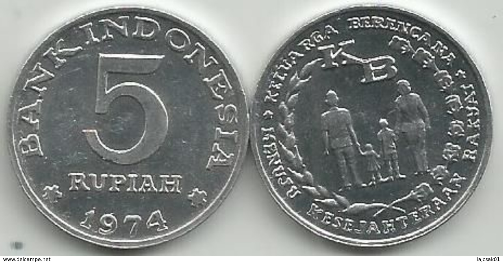 Indonesia 5 Rupiah 1974. KM#37 High Grade - Indonesien