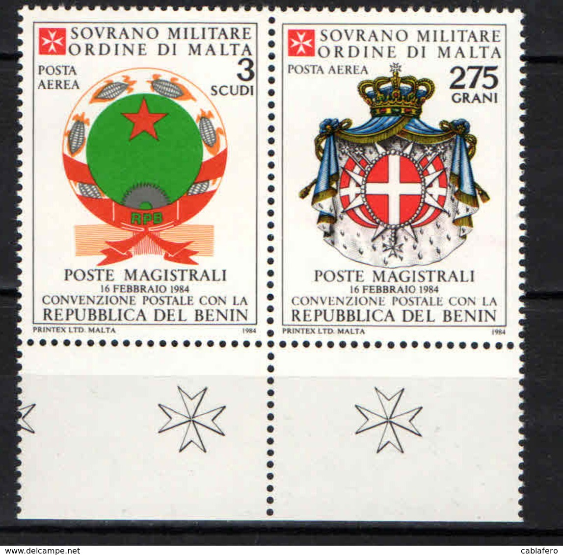 SMOM - 1984 - CONVENZIONE POSTALE CON LA REPUBBLICA POPOLARE DEL BENIN - MNH - Malte (Ordre De)